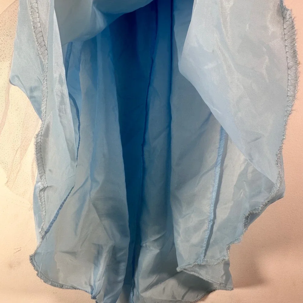 Disney Princess Cinderella Costume Dress Blue Sparkle Cameo Kids Small 4-6X